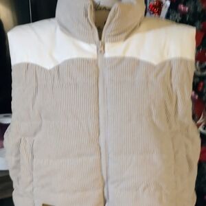 Women's Simply Southern Beige and White Corduroy Puffer Jacket,XXL NWT